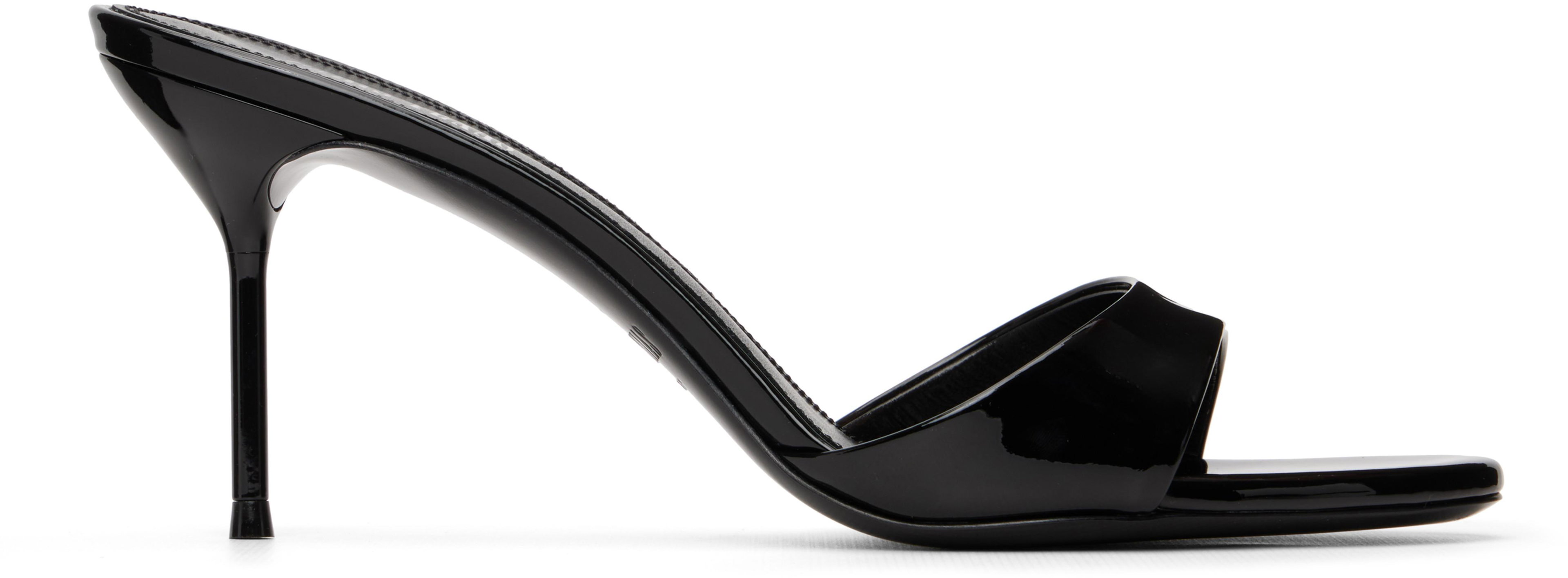 Black Lidia 70 Patent Leather Heeled Sandals by PARIS TEXAS