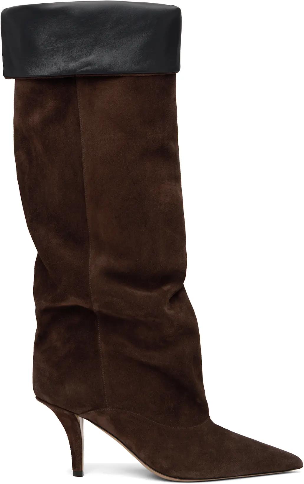 Brown Ines Reverse Midcalf 75 Tall Boots by PARIS TEXAS