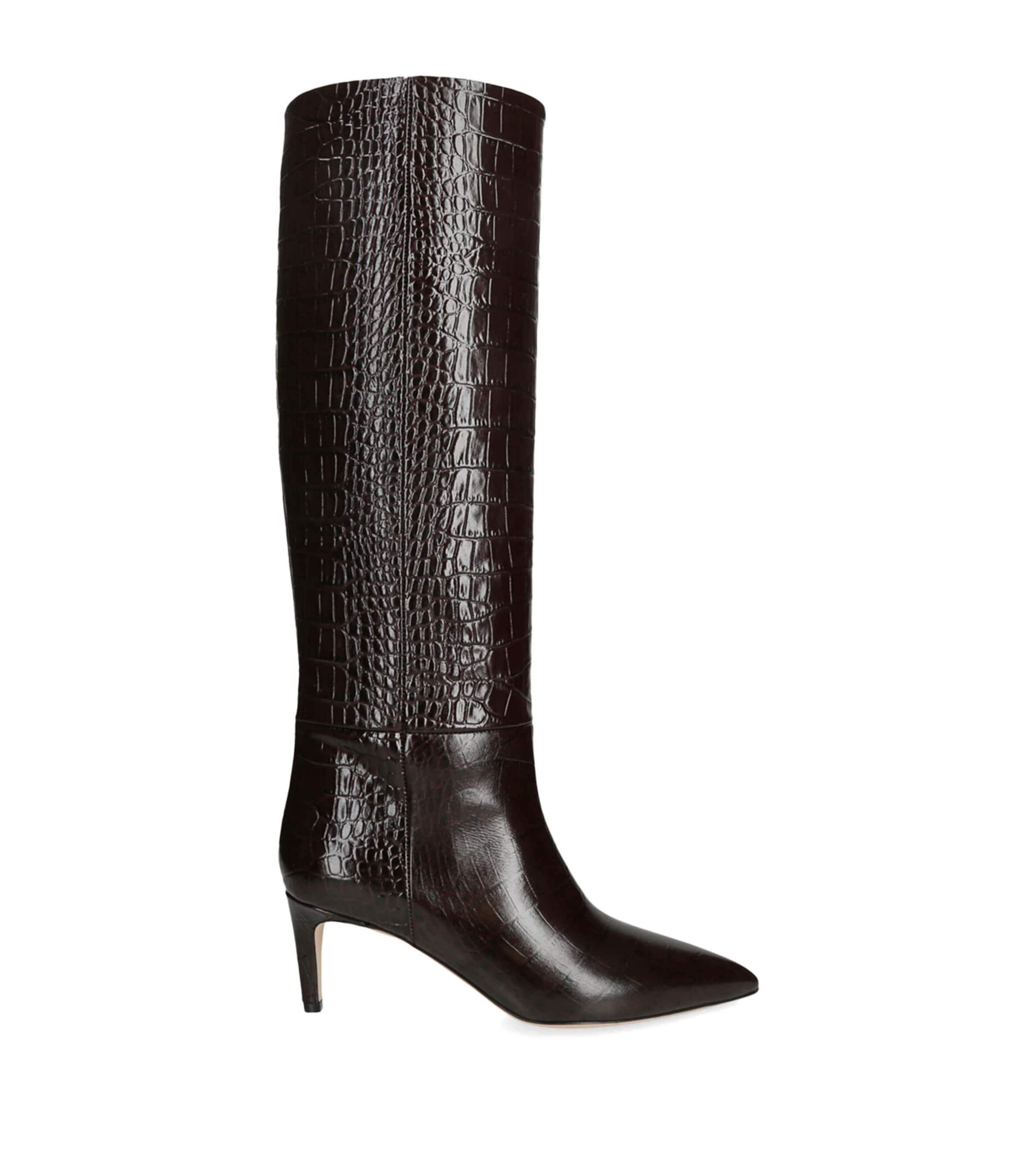 Croc-Embossed Leather Stiletto Boots 60 by PARIS TEXAS