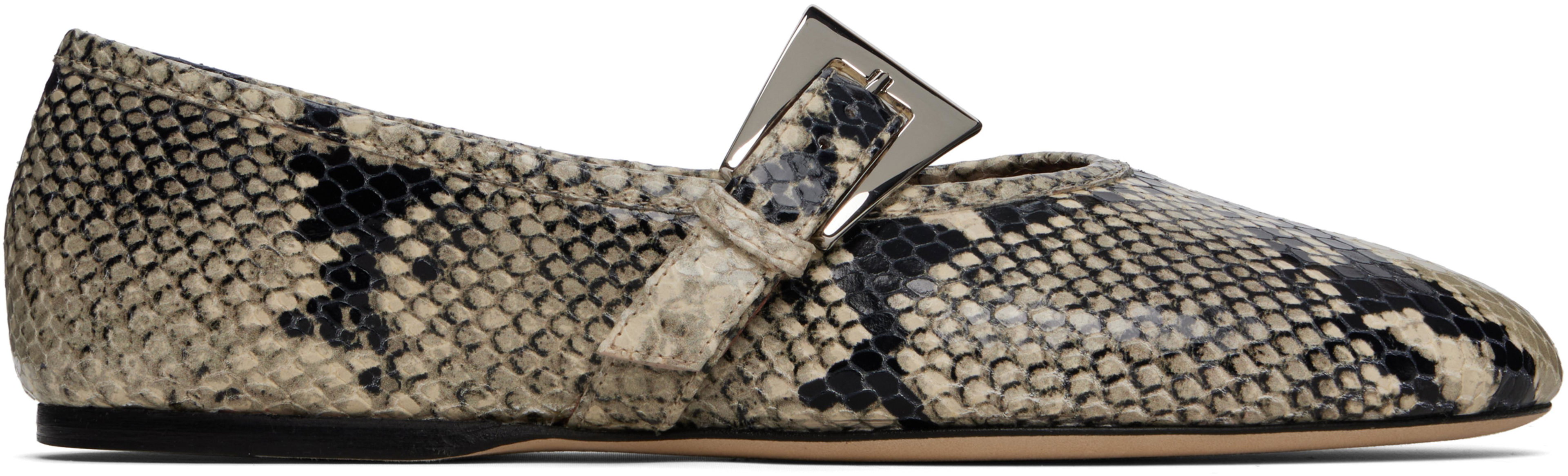 Khaki Sveva Buckle Ballerina Flats by PARIS TEXAS