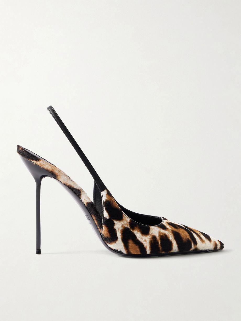 Lidia 105 leather-trimmed leopard-print calf-hair slingback pumps by PARIS TEXAS