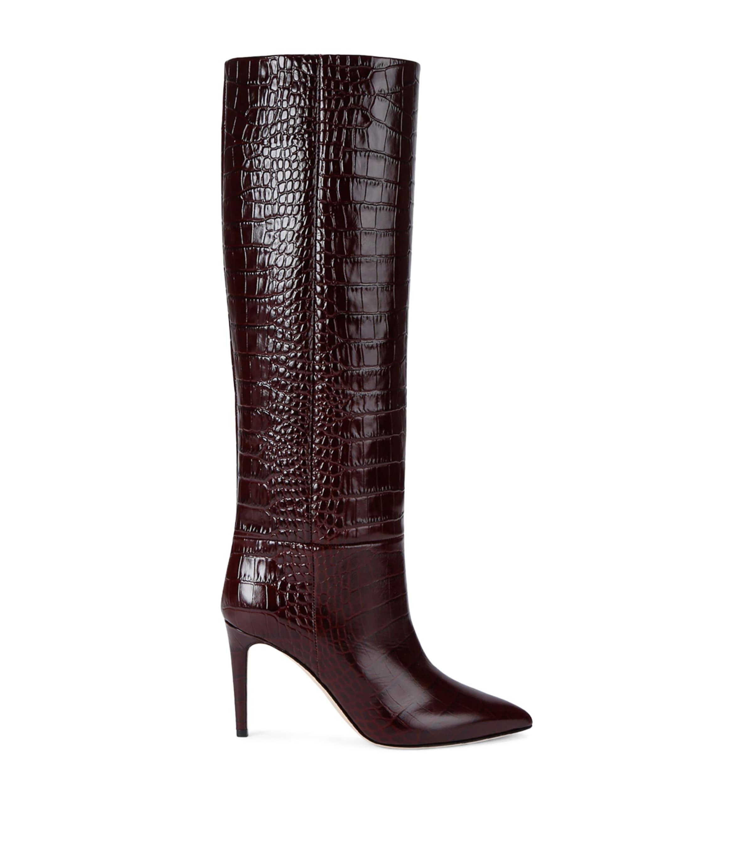 Paris Texas Croc-Embossed Leather Knee-High Boots 85 by PARIS TEXAS