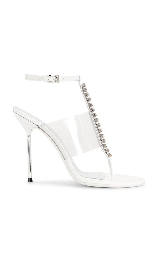 Paris Texas Lidia T-strap Sandal in White by PARIS TEXAS