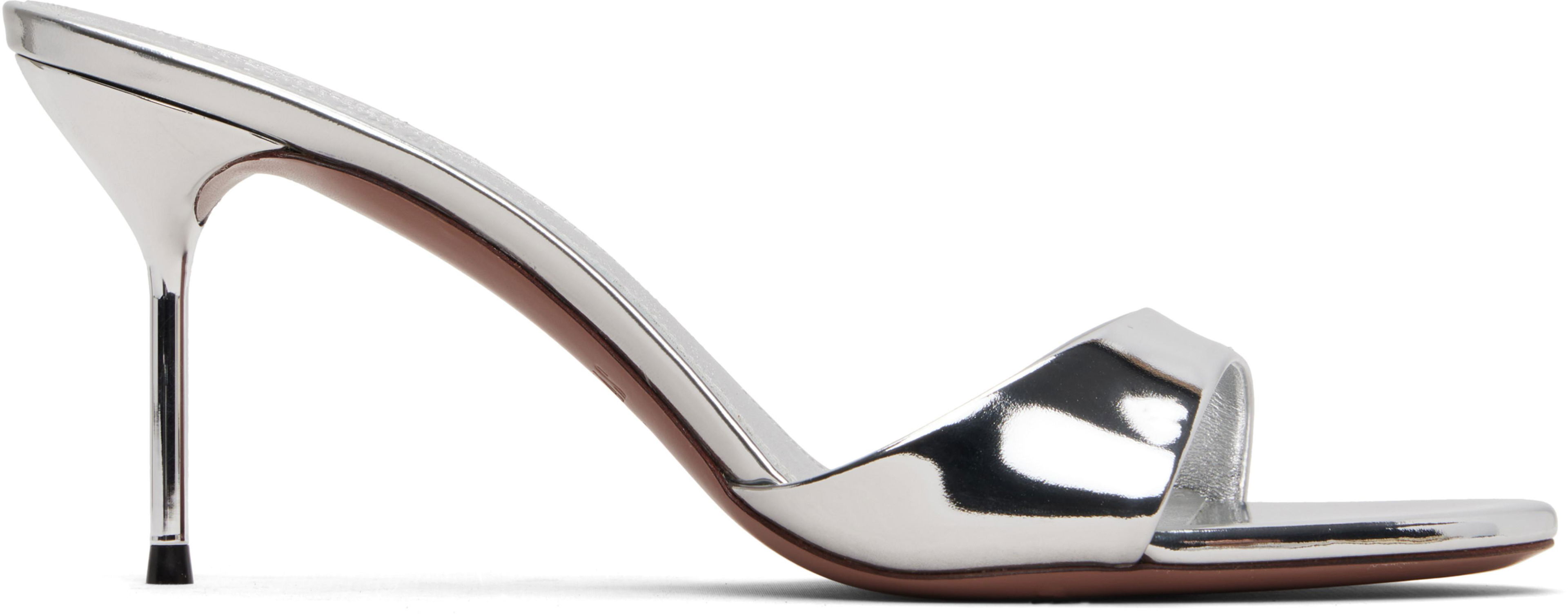 Silver Lidia Mule 70 Heeled Sandals by PARIS TEXAS