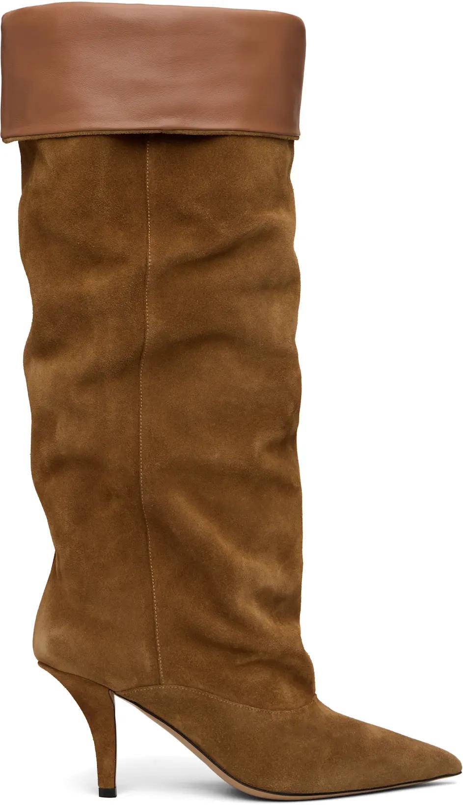 Tan Ines Reverse Midcalf 75 Tall Boots by PARIS TEXAS