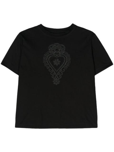 corded-lace-detailing cotton T-shirt by PARLOR