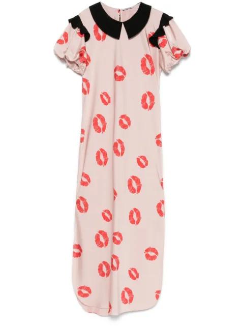kiss-print midi dress by PARLOR