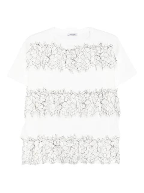 lace-banded cotton T-shirt by PARLOR