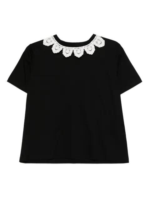 lace-trimmed cotton T-shirt by PARLOR