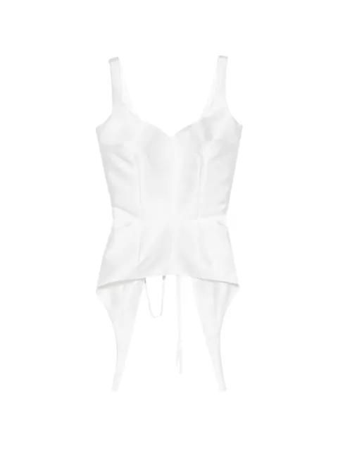 lace-up asymmetric-hem corset top by PARLOR