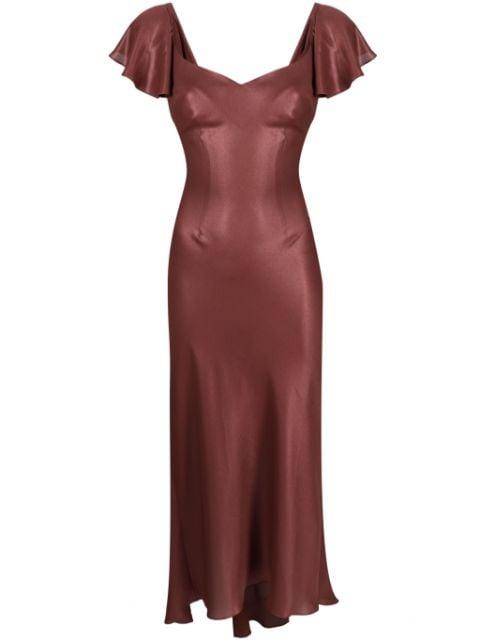 metallic-effect short-sleeved midi dress by PARLOR