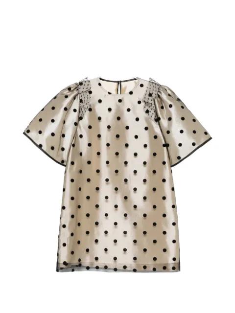 polka-dot puff-sleeve mini dress by PARLOR