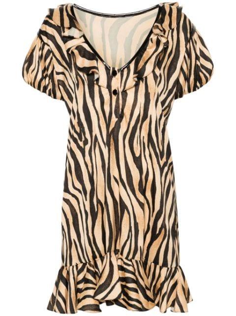 ruffle-detail zebra-print dress by PARLOR