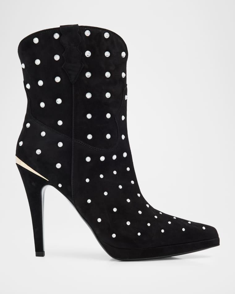 Dublin Crystal Suede Ankle Boots by PARTLOW