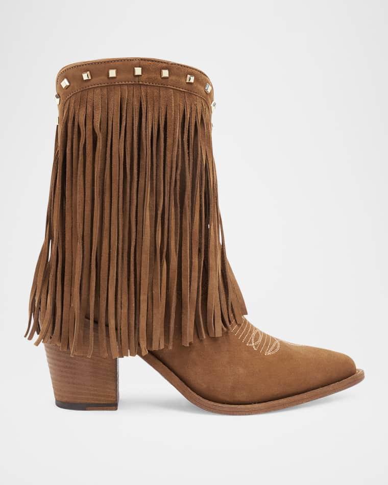 Hallee Suede Fringe Western Booties by PARTLOW