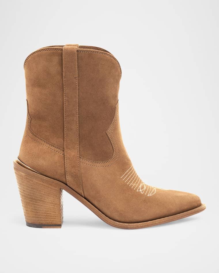 Leigh Anne Suede Western Ankle Booties by PARTLOW