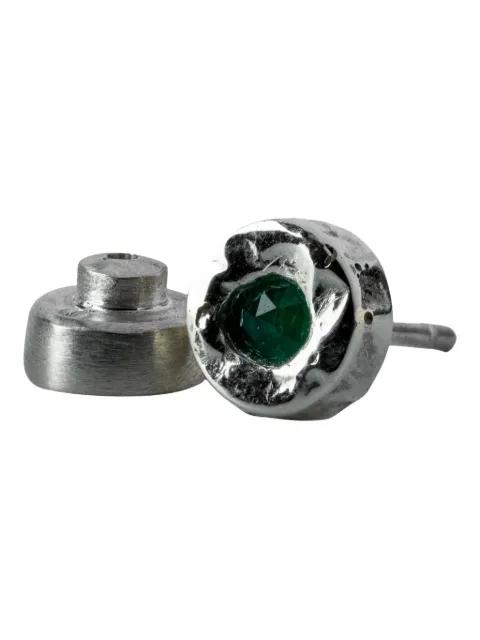 10K white gold Tiny emerald stud earring by PARTS OF FOUR