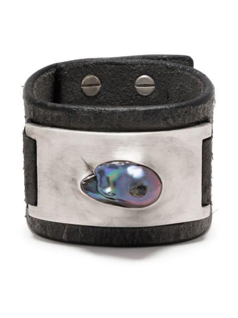 Amulet pearl-detail leather cuff by PARTS OF FOUR