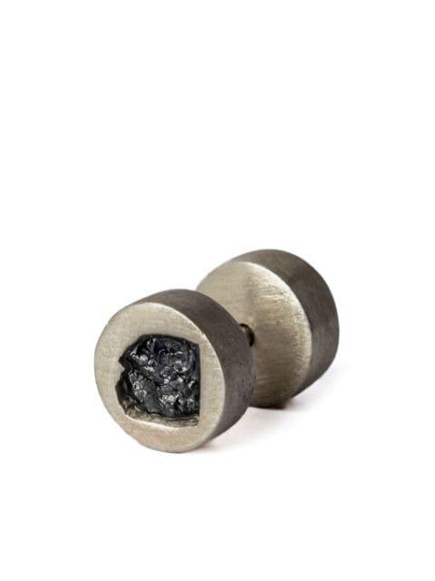 black diamond-encrusted stud earring by PARTS OF FOUR