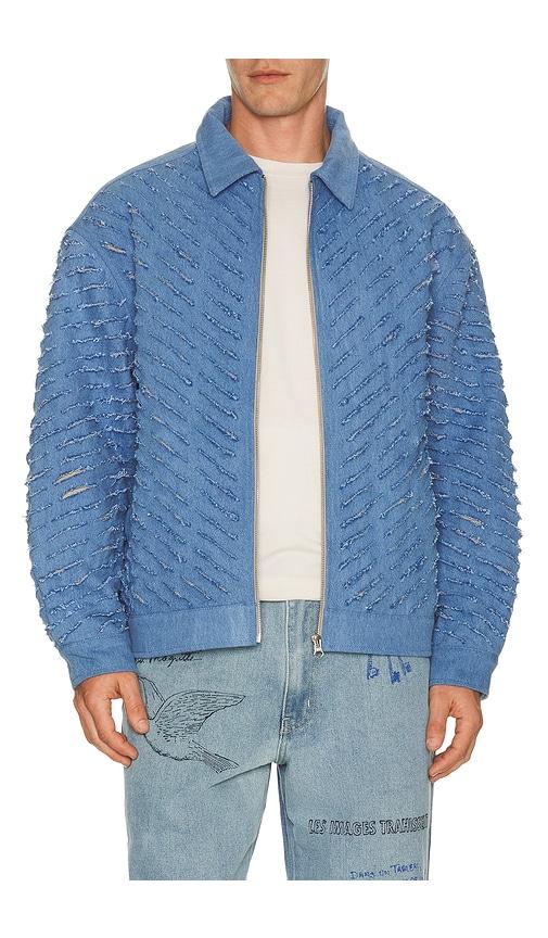 Pas Une Marque Cut Through Denim Jacket in Blue by PAS UNE MARQUE