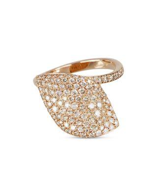 18K Rose Gold Aleluia Diamond Pav&eacute; Leaf Statement Ring by PASQUALE BRUNI