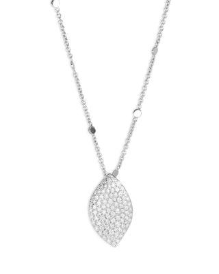 18K White Gold Aleluia Diamond Pav&eacute; Leaf Pendant Necklace by PASQUALE BRUNI