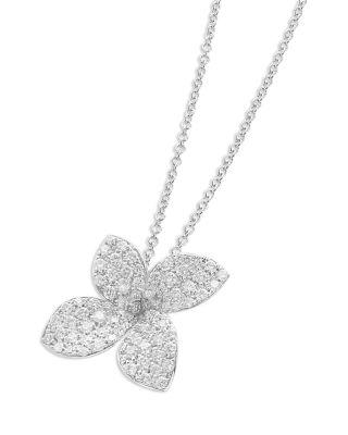18K White Gold Petit Garden Diamond Pav&eacute; Flower Pendant Necklace by PASQUALE BRUNI