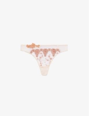 White Nights lace-embellished stretch-lace thong by PASSIONATA