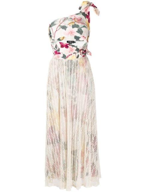 Hibiscus floral-print one-shoulder dress by PATBO