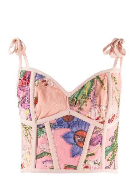 Iris bead-embellished beach top by PATBO