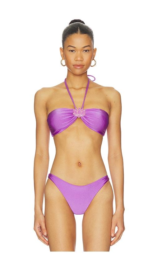 PatBO Aurora Lotus Buckle Bikini Top in Lavender by PATBO