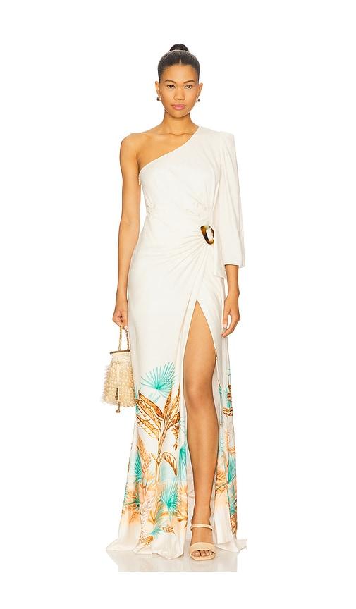 PatBO Bananeira Tropical One Shoulder Maxi Dress in Beige by PATBO
