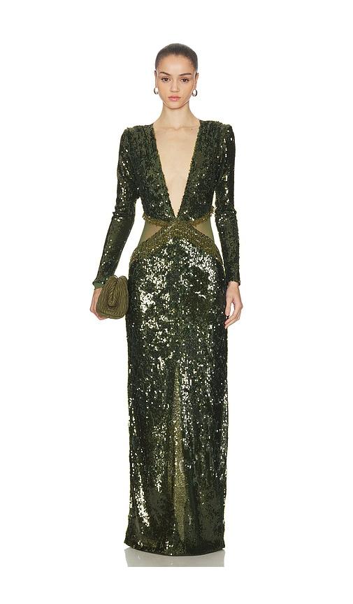 PatBO Bossa Sequin Gown in Green by PATBO
