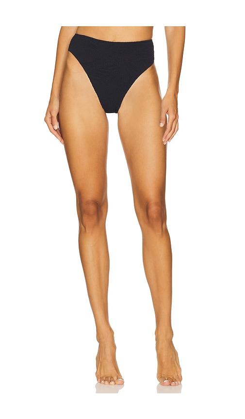 PatBO Breeze Jacquard High Waist Bikini Bottom in Black by PATBO