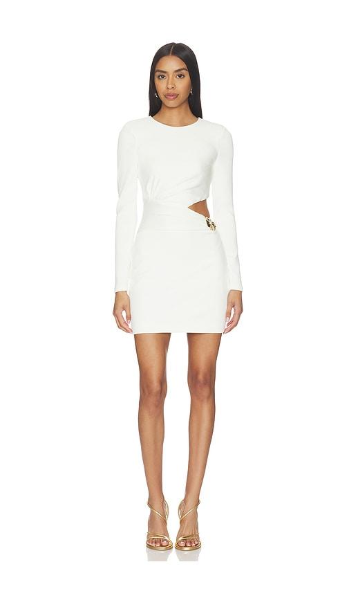 PatBO Cora Knit Long Sleeve Mini Dress in White by PATBO
