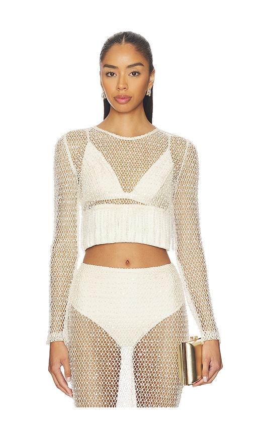 PatBO Crochet Bloom Top in Beige by PATBO