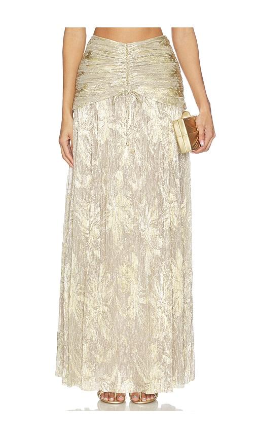 PatBO Golden Dust Lurex Maxi Skirt in Metallic Gold by PATBO