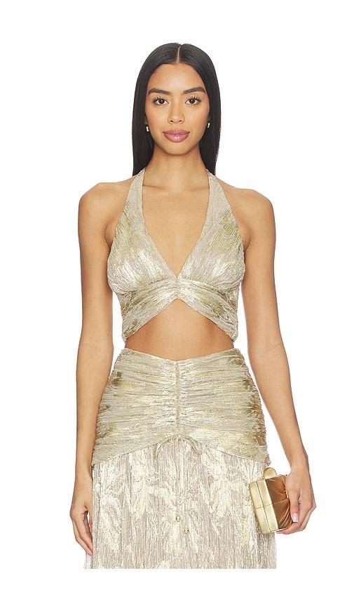 PatBO Golden Dust Lurex Top in Metallic Gold by PATBO