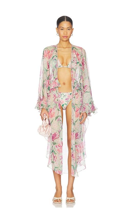 PatBO Honey Flower Long Robe Cover Up in Green by PATBO