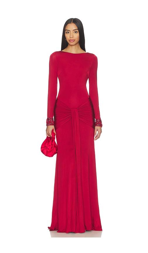 PatBO Intensity Jersey Long Sleeve Gown in Red by PATBO