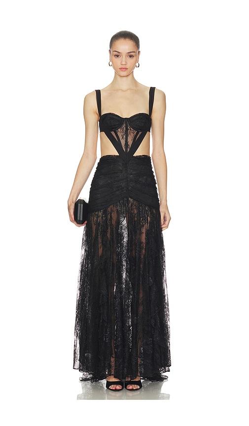 PatBO Laila Lace Cut Out Gown in Black by PATBO