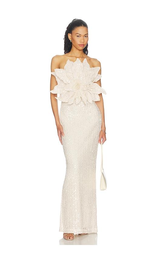 PatBO Lara Crochet Flower Maxi Dress in Beige by PATBO