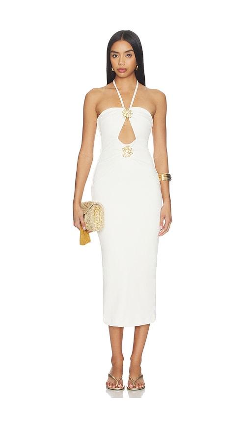 PatBO Luna Knit Midi Dress in White by PATBO
