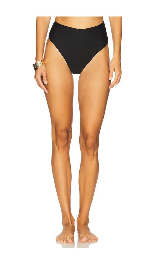 PatBO Runway High Waist Bikini Bottom in Black by PATBO