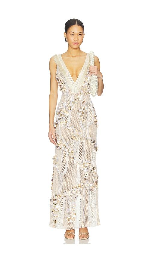 PatBO Seashell Embroidery Gown in Beige by PATBO