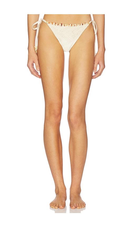 PatBO x Camila Coelho Side Tie Bikini Bottom in Beige by PATBO