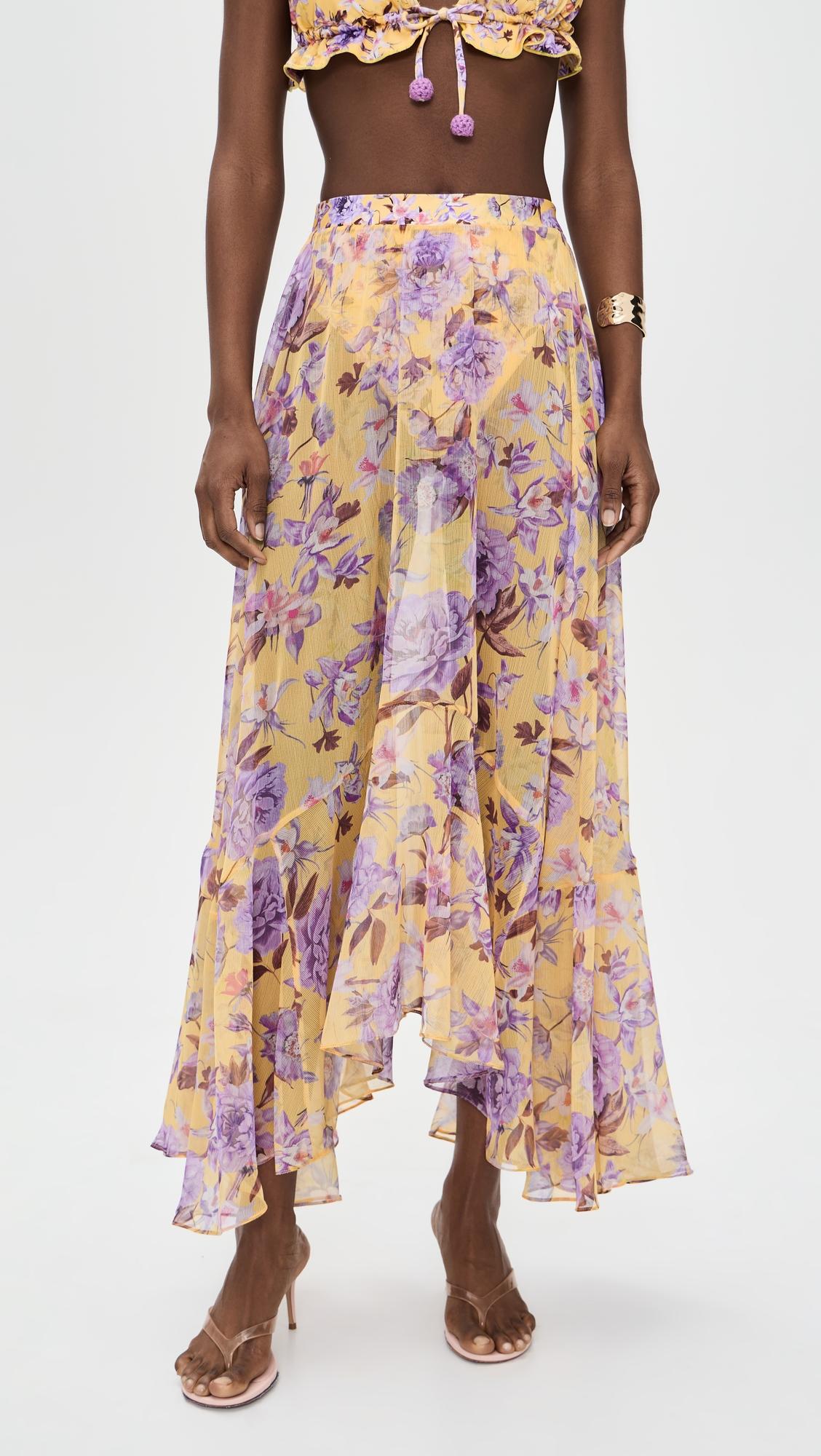 Peony Print Lycra Maxi Skirt by PATBO