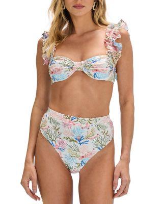 Seaweed Flutter Bikini Top & Seaweed High Waisted Bikini Bottom by PATBO