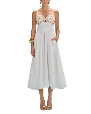 Seaweed Shell Embroidered Midi Dress by PATBO