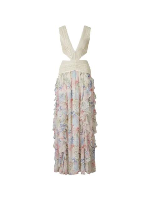 Seaweed Trim cut-out ruffled maxi dress by PATBO